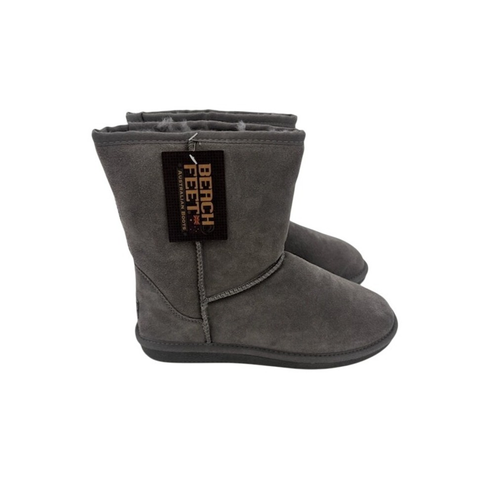 Beach Feet Suede Boots Sheepskin Wool Lining Gray Winter Warm Size 10‎ M